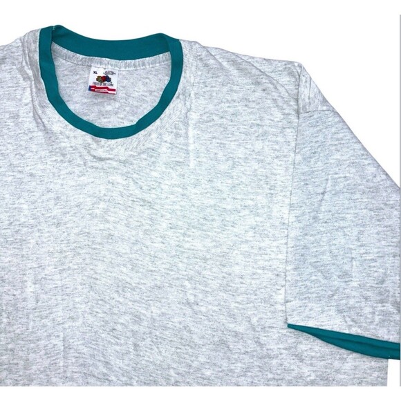 Vtg Fruit Of The Loom Tee Double Collar Flip Roll Sleeve XL USA Single Stitch - Picture 1 of 12